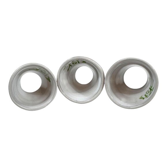 Flower Pot Napkin Holder Rings Glazed Terracotta Pink White Green Set of 3 - Picture 5 of 9